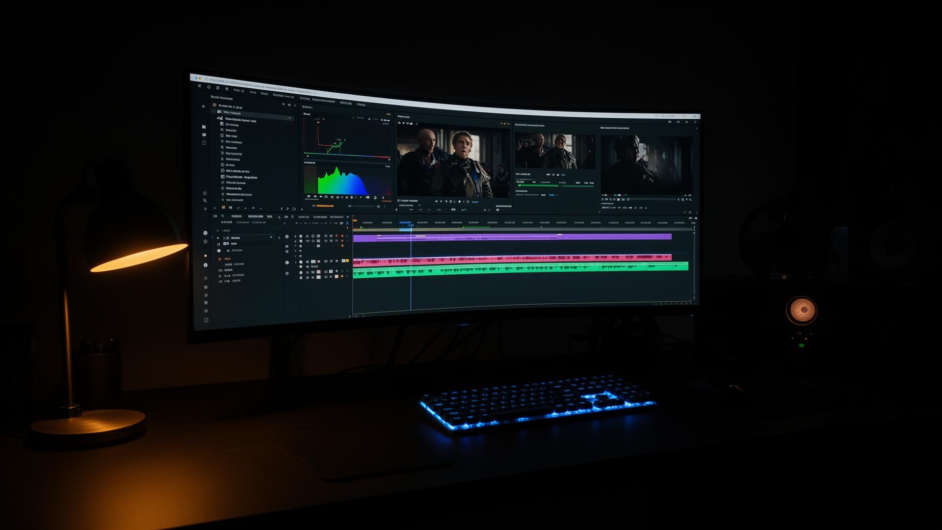 Professionelles Videoschnitt-Studio